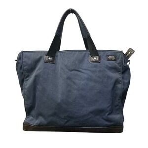 Jack Spade Warren Street Navy Waxed Canvas Leather Trim Zip Tote Bag Mens